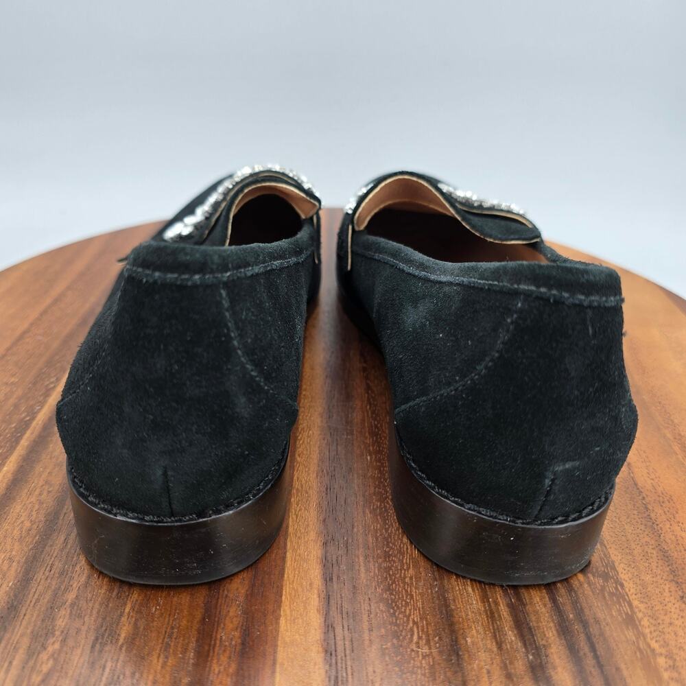 Vionic Avvy Loafers Womens 8 Black Suede Leather Rhinestones Orthotic Flat Shoes - Picture 4 of 8